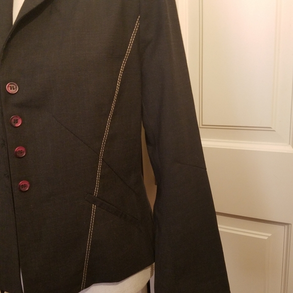 Poleci Charcoal Grey w/ Contrast Stitching Jacket - SZ 6 - Picture 2 of 8